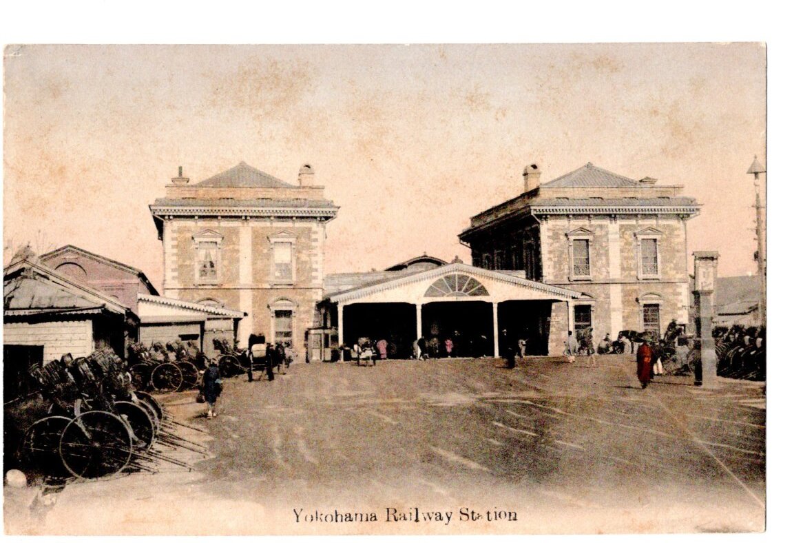 手彩色　横浜　鉄道　停車場　駅_画像1