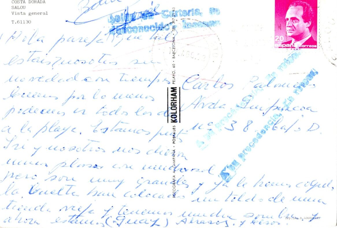 海外製　絵葉書　海　スペイン　costa dorada　海外切手　エンタイア_画像2