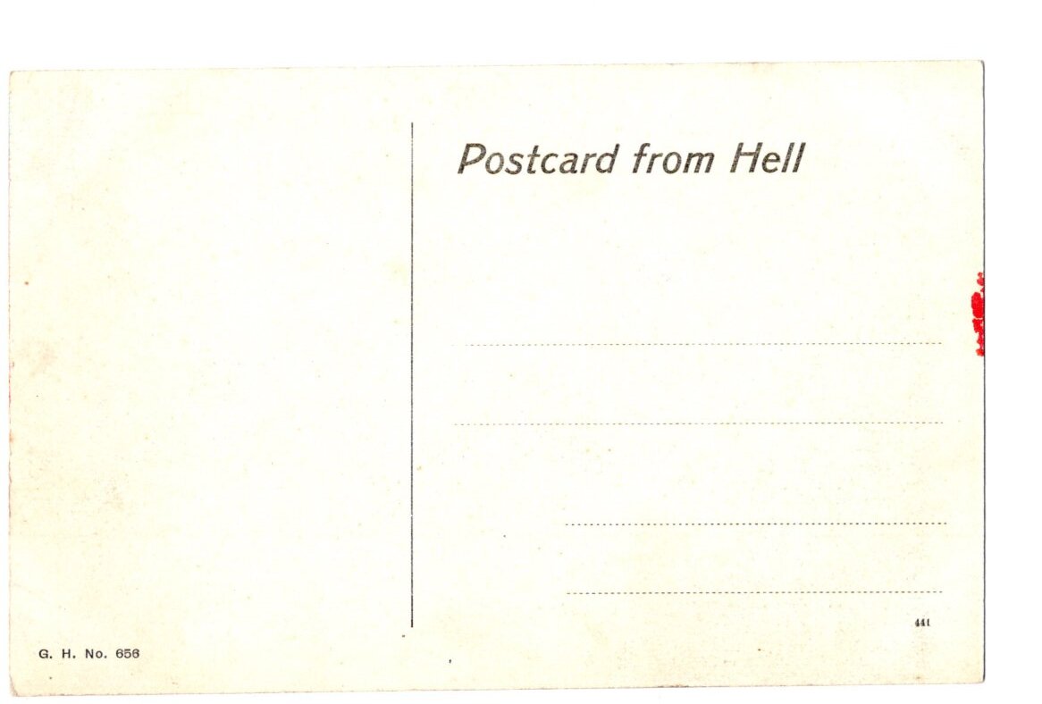 外国製　絵葉書　手彩色　 The road to hell 家　_画像2