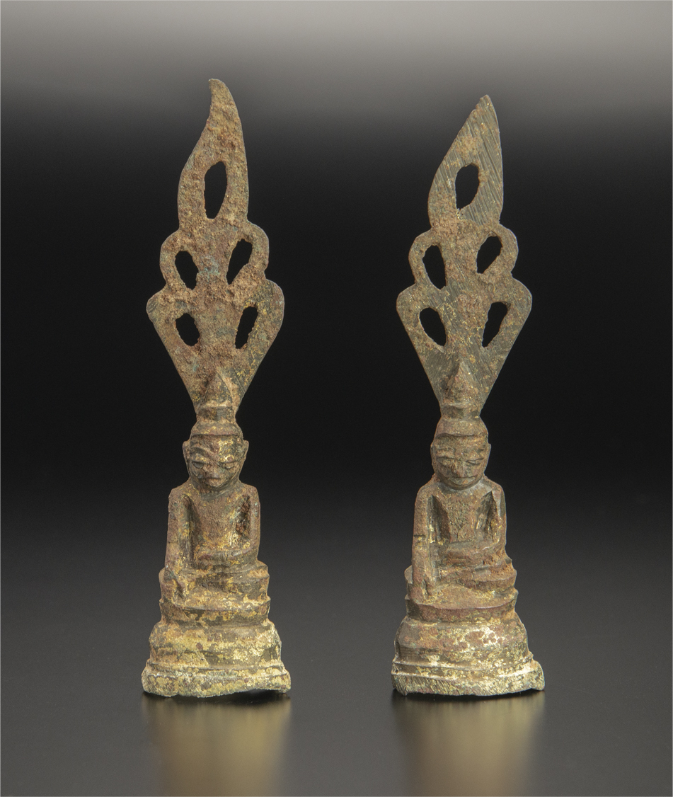 18世紀 ビルマ 青銅佛坐像 2件 マンダレー ミャンマー 缅甸 仏像 古美術