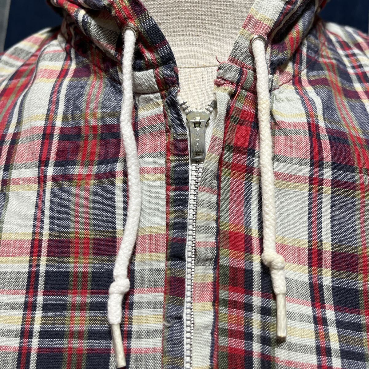 60s sportswear half zip parka 60年代 アノラック usa製 アメリカ製 pullover プルオーバー インド綿 インディアンマドラス チェック_画像6