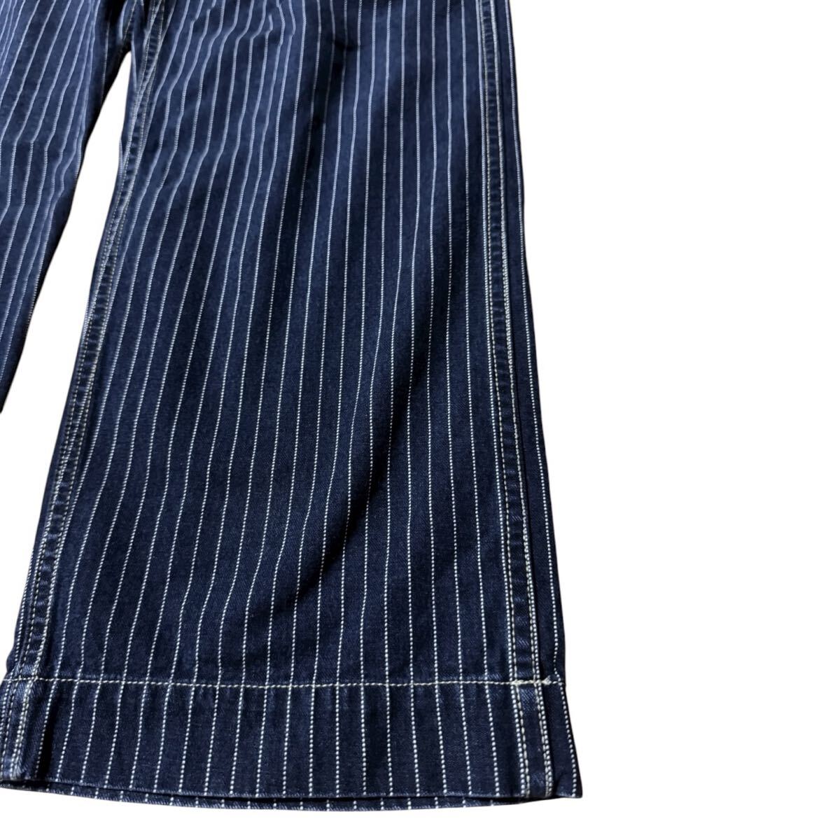 雰囲気抜群 Schott オールドヒッコリーデニム ペインターパンツ インディゴ ピンストライプ シンチバック 34インチ_画像8