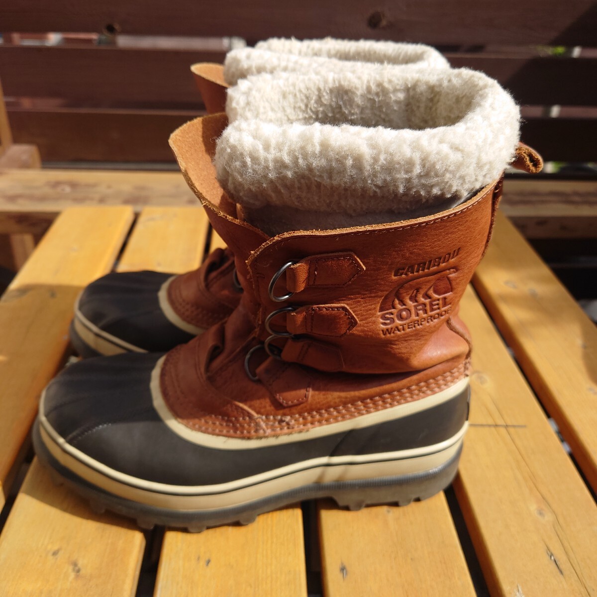 スノーブーツ レインブーツ SOREL カリブーウール caribou wool防寒 雪遊び アウトドアブーツ 25センチ ヴィンテージ_画像5
