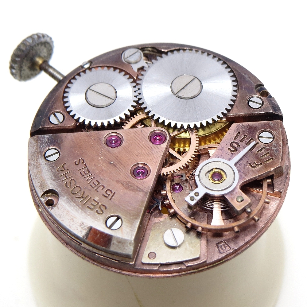 OH済　1950s　SEIKO　UNIQUE　セイコー　ユニーク　15石　機械式　手巻　腕時計　赤機械　アンティーク　チラネジ　JAPAN　MADE_画像2