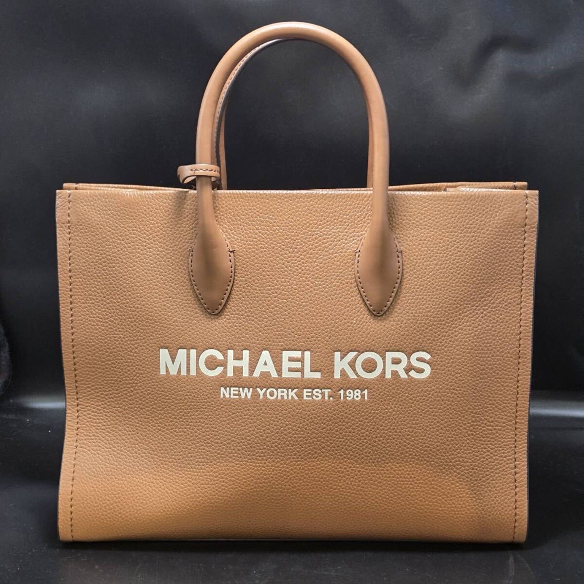 【美品】MICHAEL KORS 35S2G7ZT7L トートバッグ EMPIRE MD TZ TOTE レザー ブラウン ロゴ ハンドバッグ マイケルコース レディース_画像1
