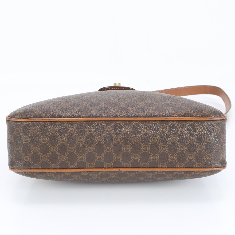 ■ヴィンテージ■セリーヌ■マカダム ターンロック レザー ショルダーバッグ 斜め掛け ハンド トート ブラウン レディース EEE CT17-1_画像4