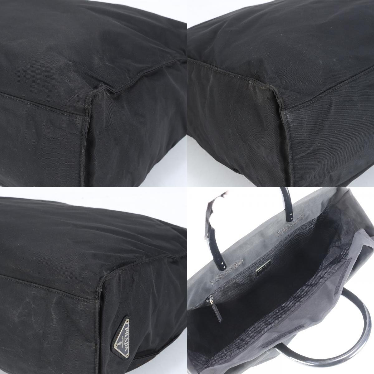 1円■プラダ■テスート ナイロン 三角ロゴ トート バッグ 肩掛け ショルダー ハンド ブラック 黒 A4 レディース EEE CH13-9_画像9