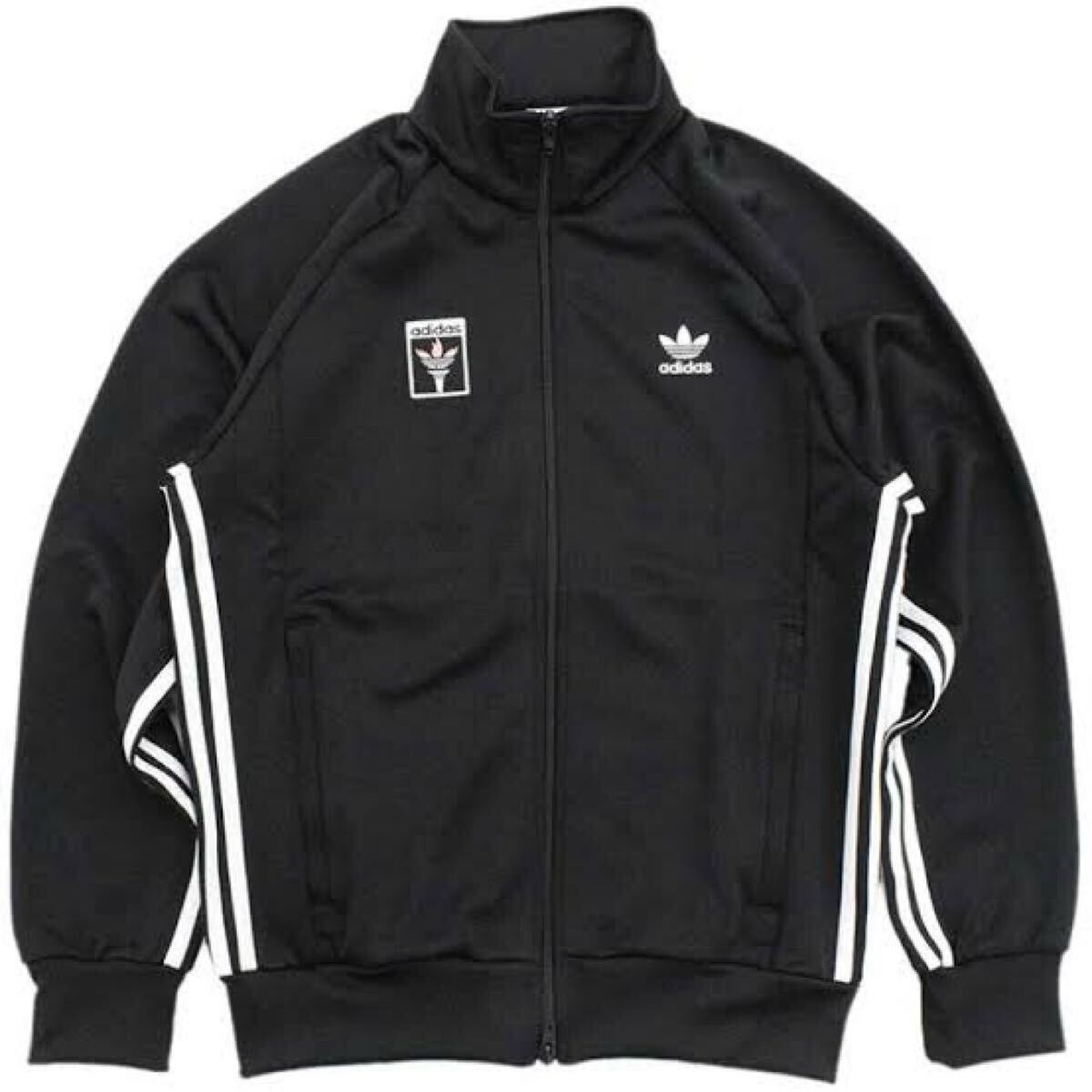 ④ 美品 adidas アディダス トラックジャケット ジャージ ランニング スニーカー ジャケット プリント アディダスオリジナルス M L 長袖_画像1