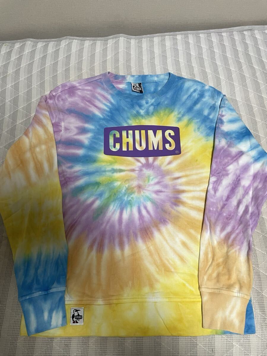 美品 CHUMS チャムス スウェット ダイタイ染め バックプリント メンズ レディース トレーナー アウター ジャケット パーカー シャツ S M L_画像1