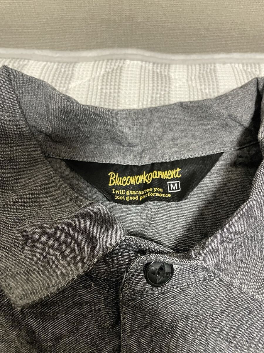 新品 M ブルコ BLUCO シャツ 黒 シャンブレー ワークシャツ 長袖シャツ シャツ バイカー アウター ジャケット パーカー ワークシャツ S L _画像5