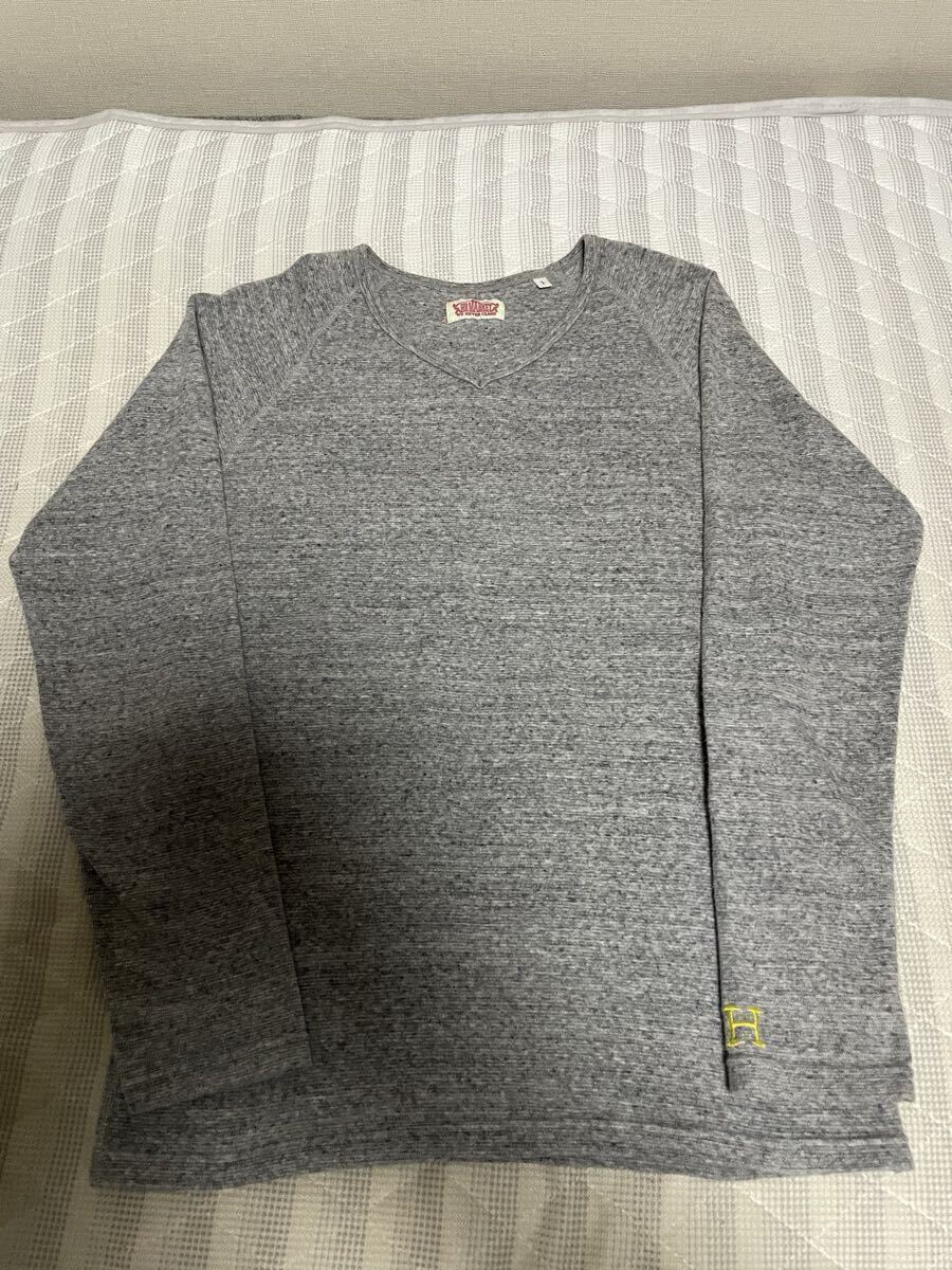 ② 美品 ハリウッドランチマーケット ハリラン 長袖Tシャツ ロンT カットソー サーマル ストレッチフライス H刺繍 長袖 ジャケット Tシャツ_画像1