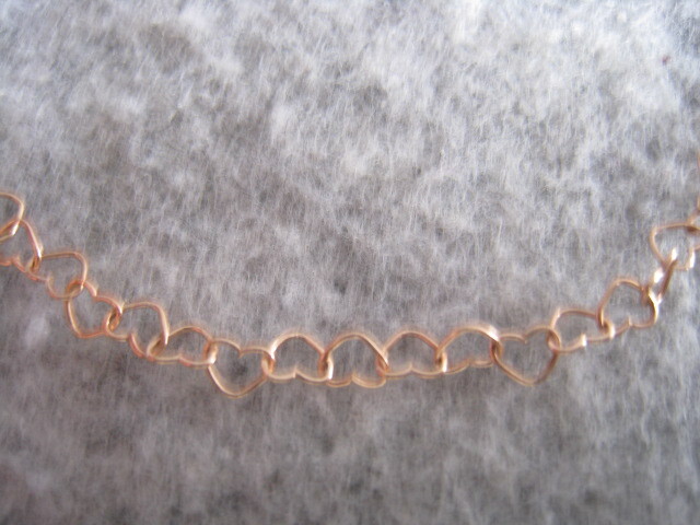 [SAMU]素敵！！きらきら一連ハート幅3mm k10ピンクゴールドブレスレット 美品！_画像2