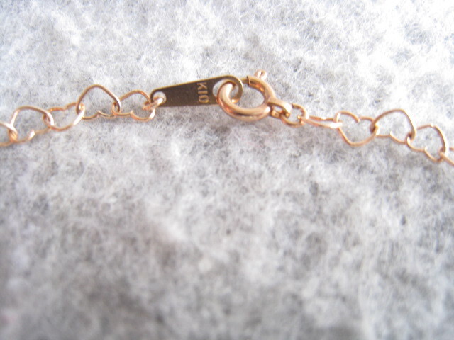 [SAMU]素敵！！きらきら一連ハート幅3mm k10ピンクゴールドブレスレット 美品！_画像3