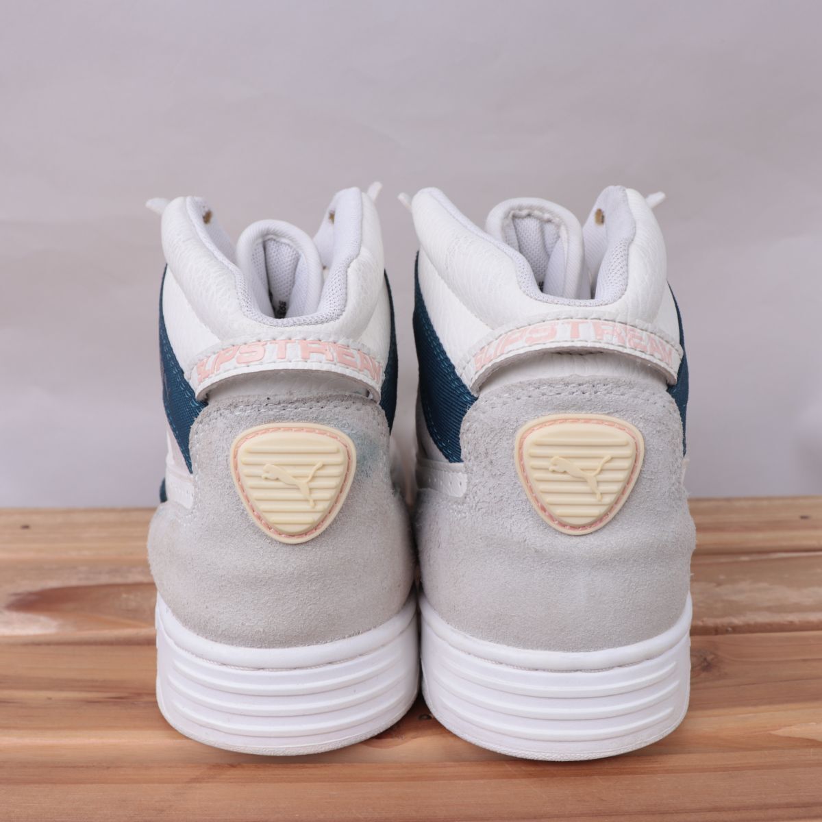 z2411 プーマ スリップストリーム ミッド US10 28.0cm/白 ホワイト 紺 ピンク 灰 グレー系 PUMA SLIPSTREAM MID メンズ スニーカー 中古_画像5