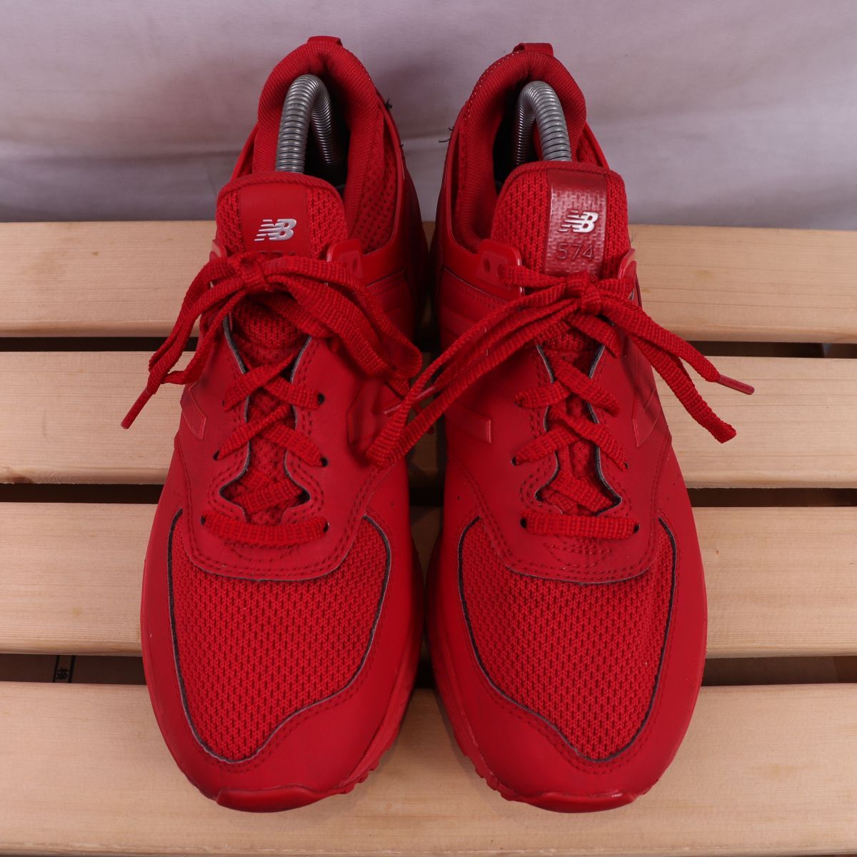 z2732【574】ニューバランス US7 25.0cm/赤 レッド newbalance メンズ ユニセックス スニーカー 中古_画像2