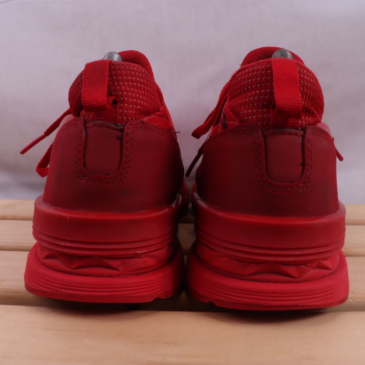 z2732【574】ニューバランス US7 25.0cm/赤 レッド newbalance メンズ ユニセックス スニーカー 中古_画像4