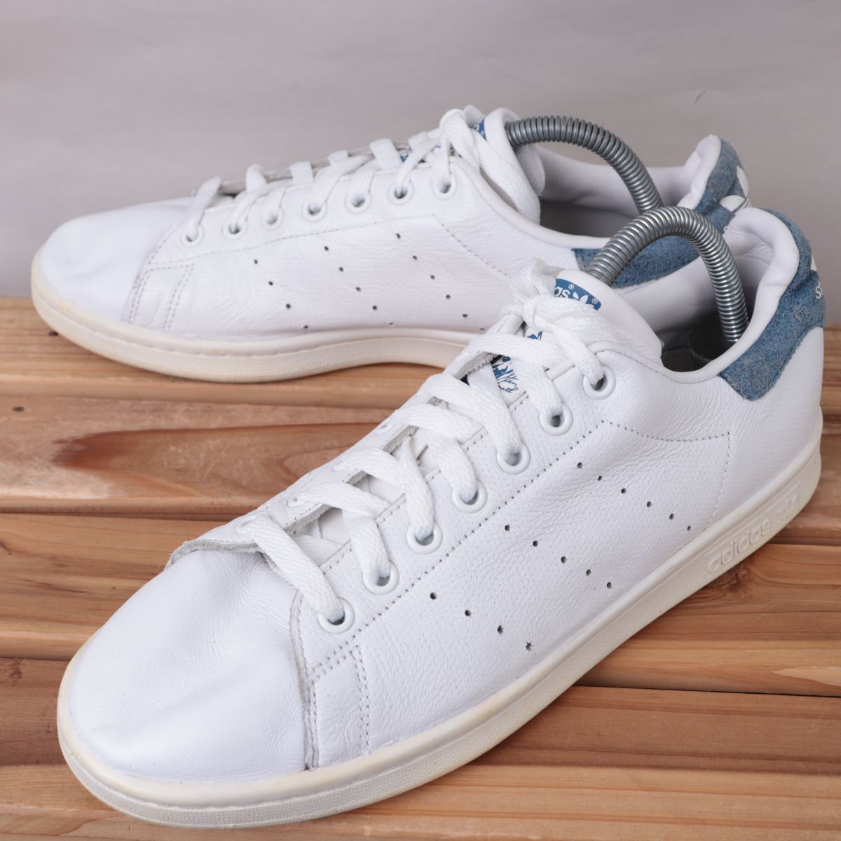 z2827 アディダス スタンスミス US9 27.0cm/白 ホワイト ブルー adidas STANSMITH メンズ スニーカー 中古_画像1