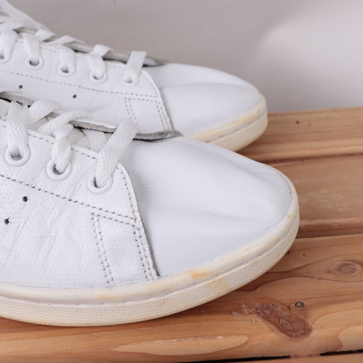 z2827 アディダス スタンスミス US9 27.0cm/白 ホワイト ブルー adidas STANSMITH メンズ スニーカー 中古_画像4