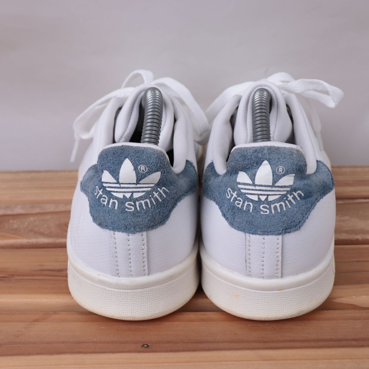 z2827 アディダス スタンスミス US9 27.0cm/白 ホワイト ブルー adidas STANSMITH メンズ スニーカー 中古_画像5