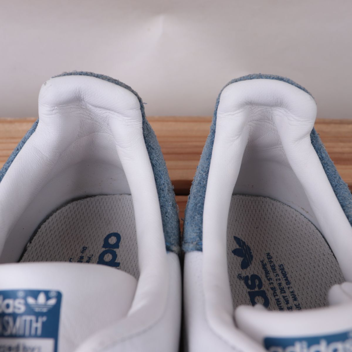 z2827 アディダス スタンスミス US9 27.0cm/白 ホワイト ブルー adidas STANSMITH メンズ スニーカー 中古_画像7