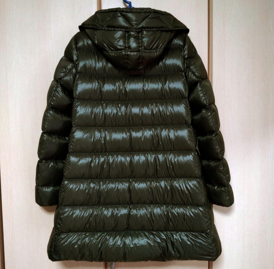 極美品 モンクレール スイエン MONCLER SUYEN ダウンジャケット ミドル丈 Aライン/フレア サイズOO カーキグリーン/ダークグリーン_画像3