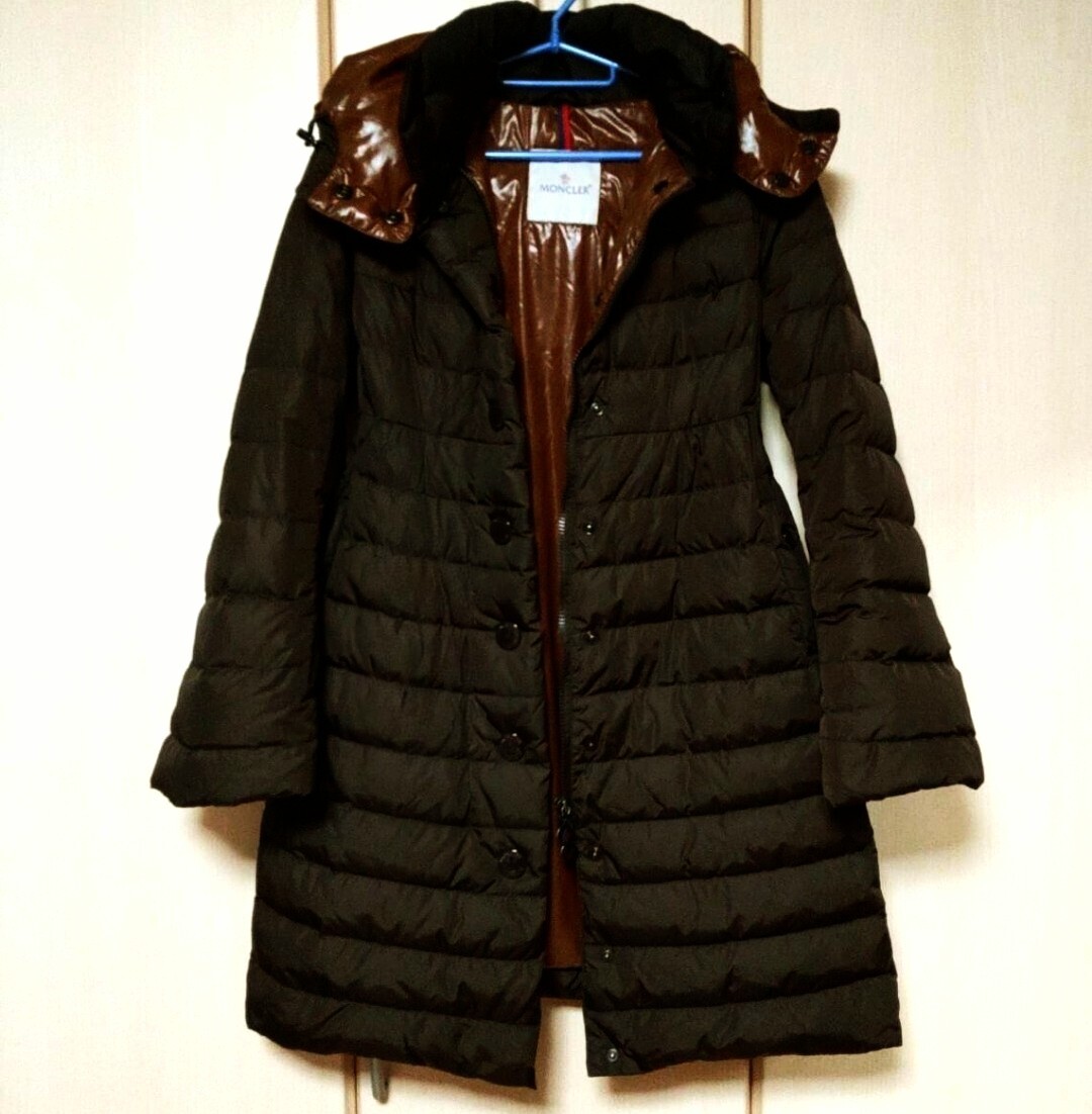 送料無料 モンクレール ジュラ MONCLER JURA ダウンコート/ダウンジャケット Aライン/フレア OO/XS~S ダークブラウン焦げ茶_画像2