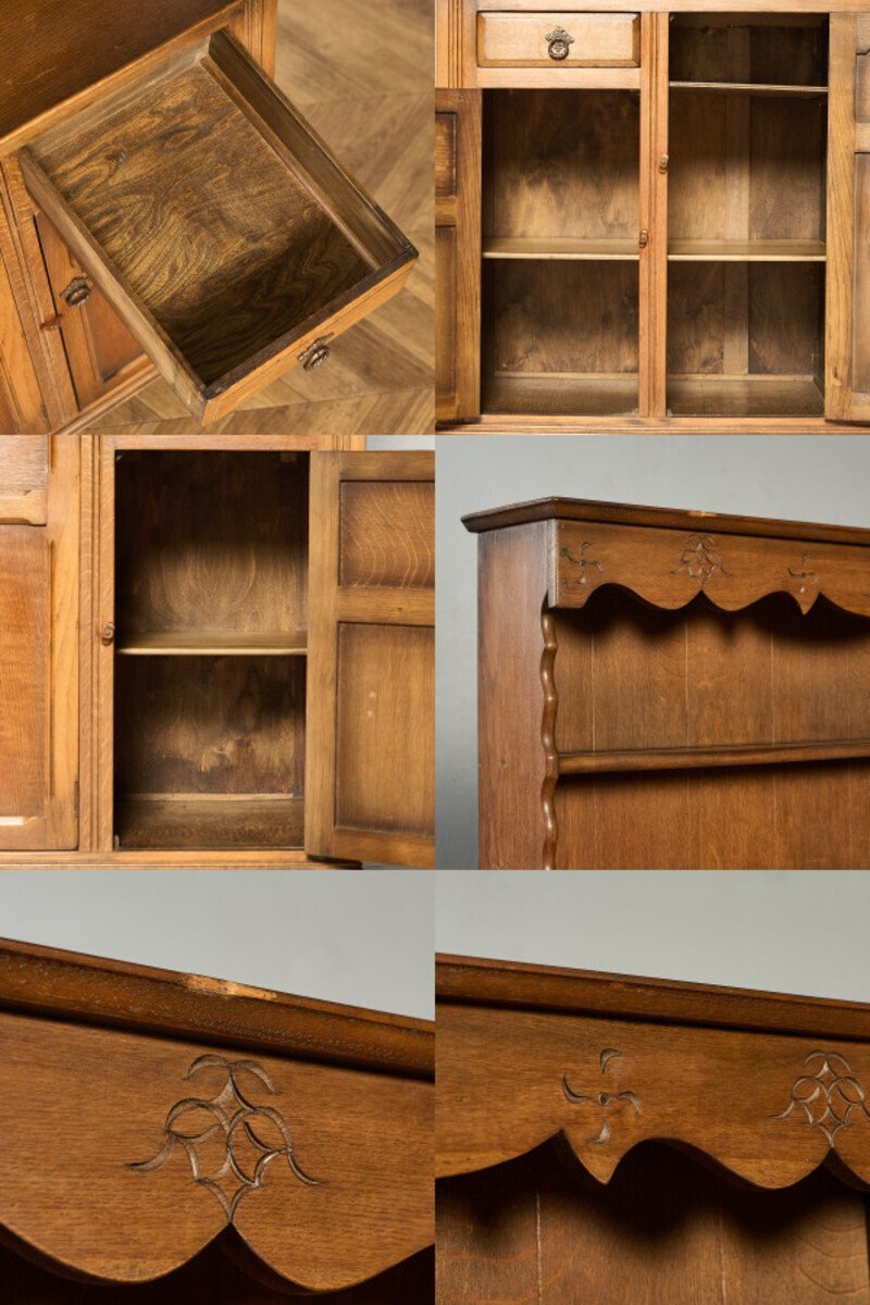 英国 クラシック ウェルシュドレッサー 食器棚 オーク カップボード 飾り棚 本棚 キャビネット イギリス アンティーク #95430_画像6