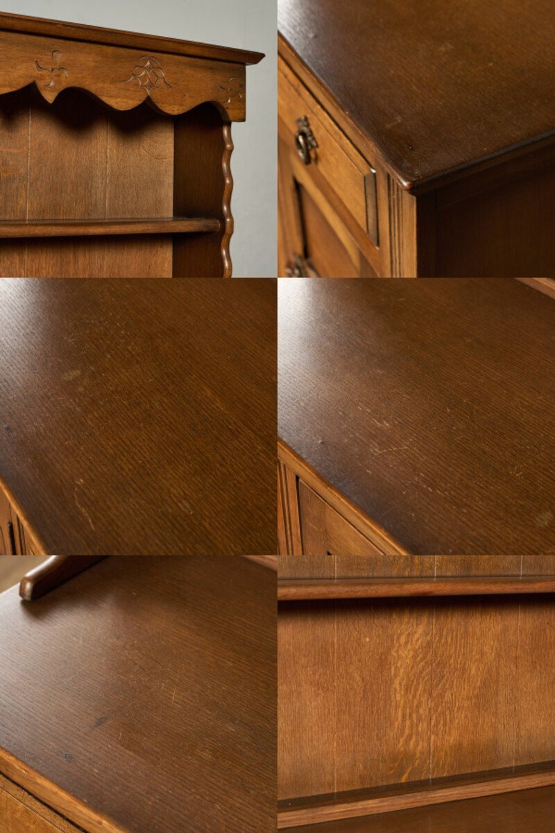 英国 クラシック ウェルシュドレッサー 食器棚 オーク カップボード 飾り棚 本棚 キャビネット イギリス アンティーク #95430_画像7