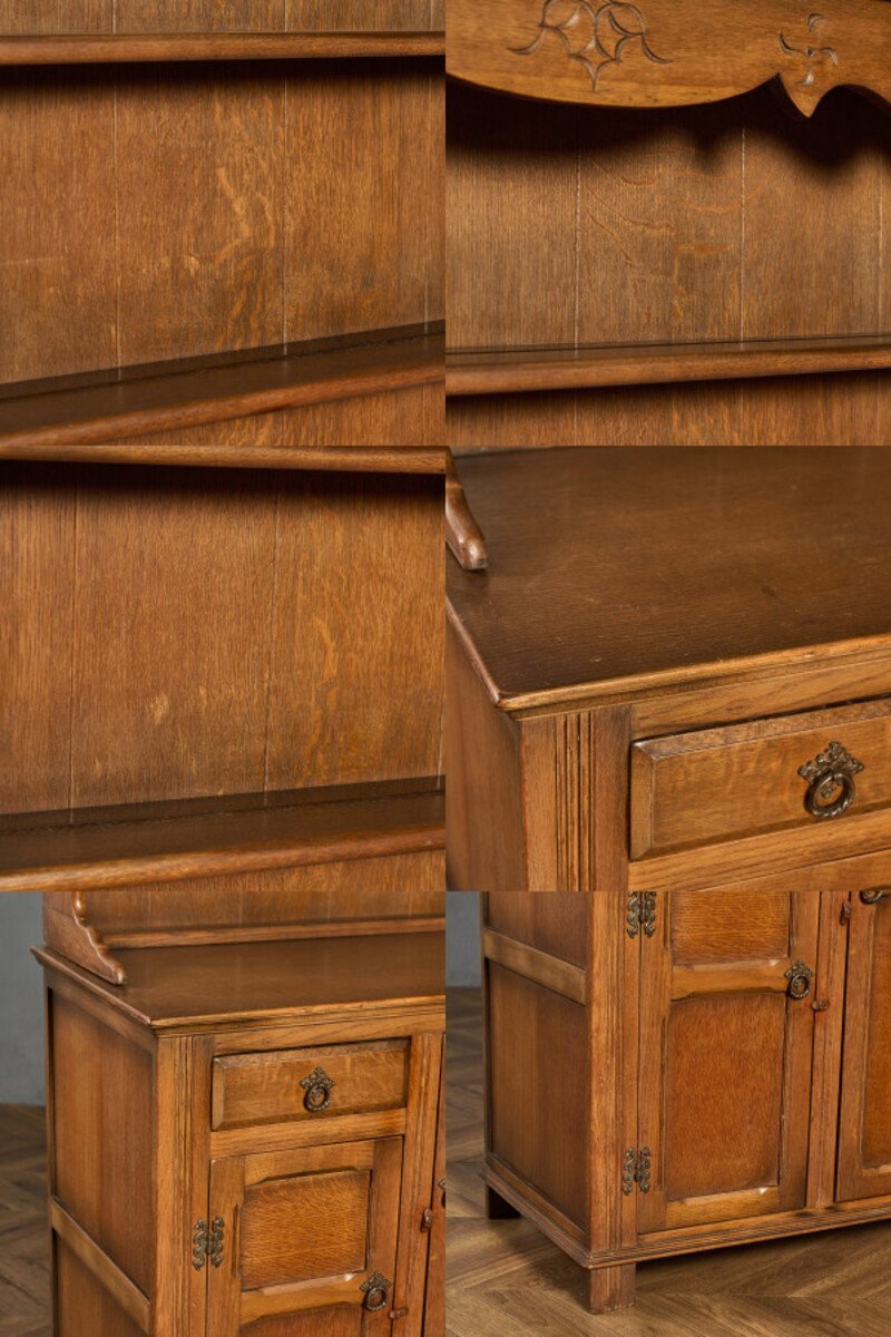 英国 クラシック ウェルシュドレッサー 食器棚 オーク カップボード 飾り棚 本棚 キャビネット イギリス アンティーク #95430_画像8