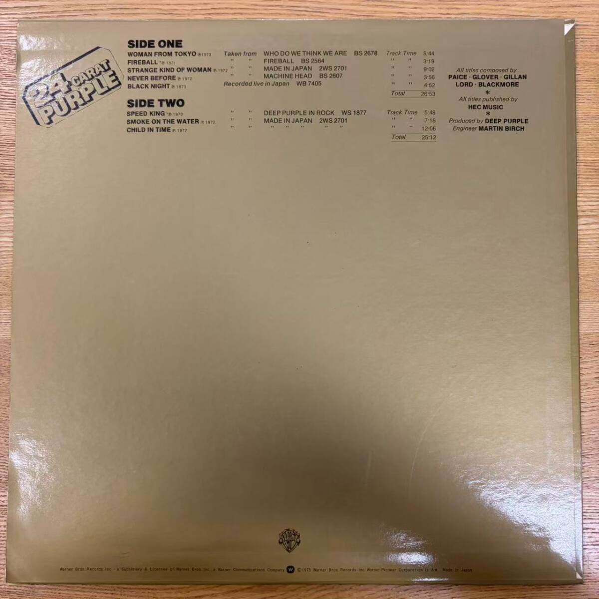 帯付 美盤Deep Purple(ディープ・パープル)「24 Carat Purple」LP（12インチ）/Warner Bros. Records(P-10029W)/洋楽ロック NB1006-26_画像4