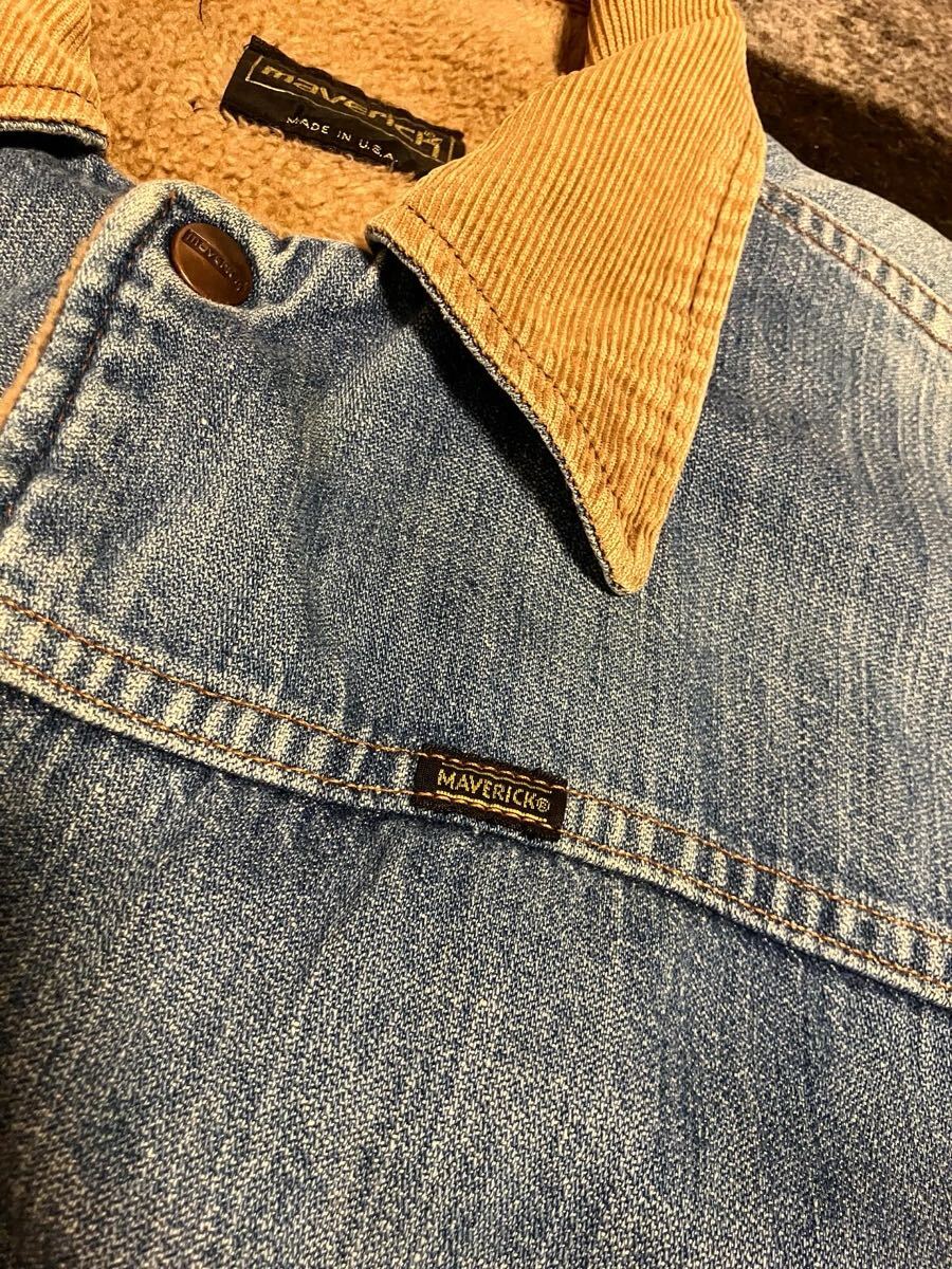 【送料無料】ヴィンテージ MAVERICK マーベリック ボア シェルパ デニムジャケット Gジャン ラングラー ブルーベル 124 111 MJ _画像4
