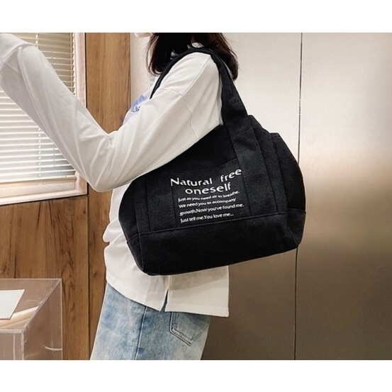 トートバッグ キャンバス 大容量 ブラック ランチバッグ マザーズバッグ 韓国 男女兼用 レディース メンズ キャンバスバッグ_画像3