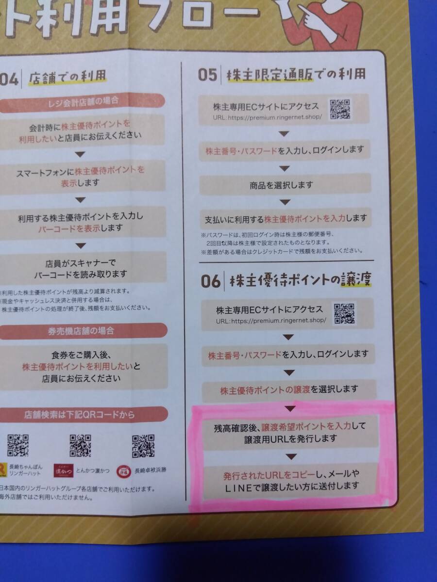 リンガーハット　株主優(yōu)待ポイント 15000円分 　　取引メッセージで通知のみ　　1/31　　リンガーハット　株主優(yōu)待