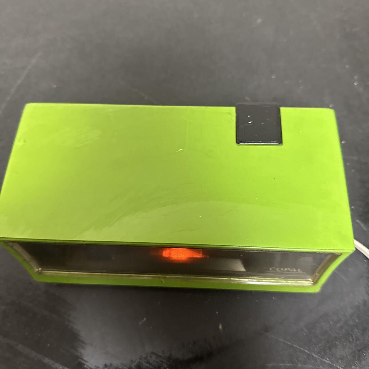 t10-175 COPAL コパル　 パタパタ時計　 目覚まし時計　 置時計 当時物 レトロ　 グリーン　RP-200 通電可　保管品_画像2