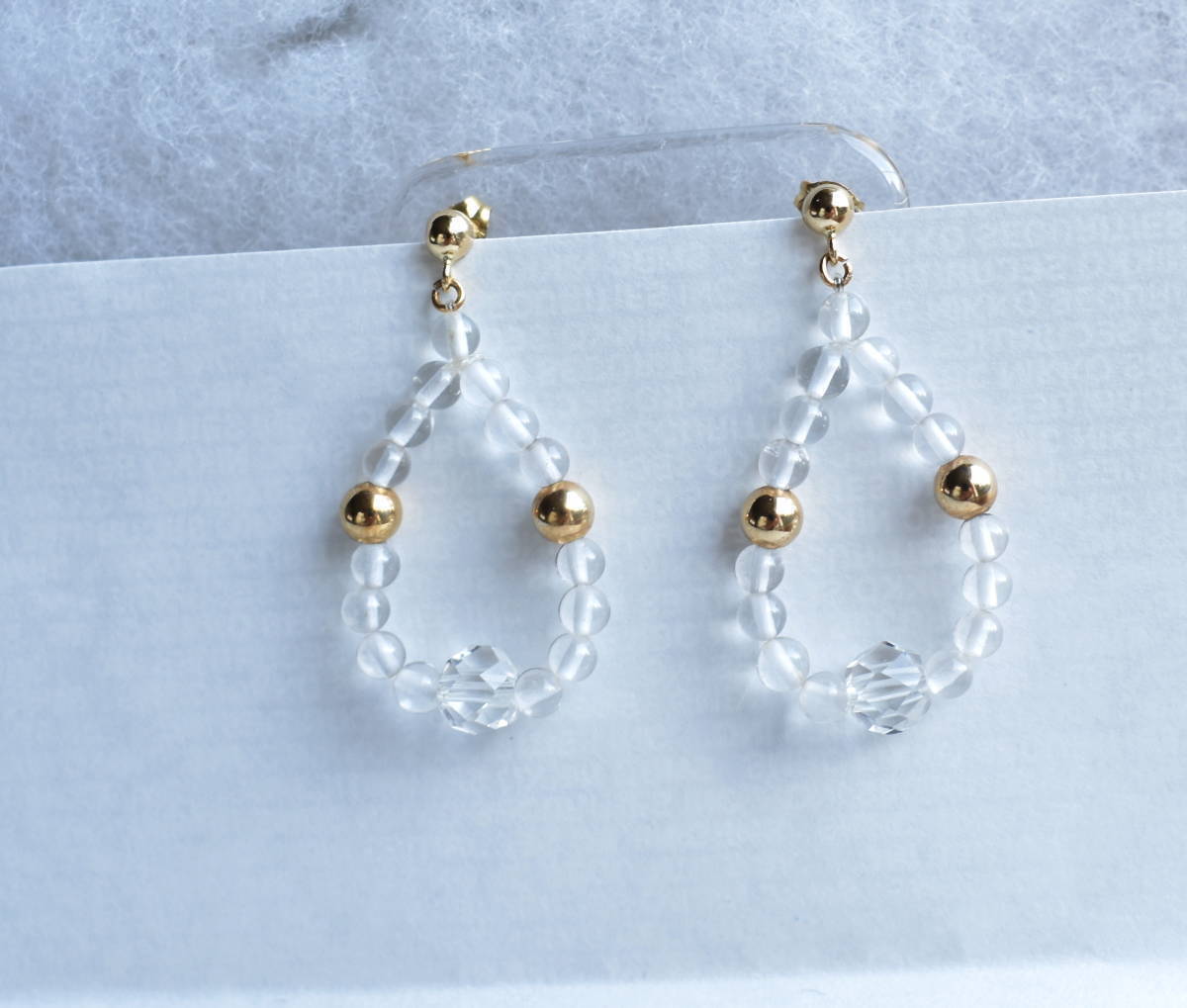 (新品)　　ｋ１８ピアス　水晶と１８金ボウルの輪_画像9