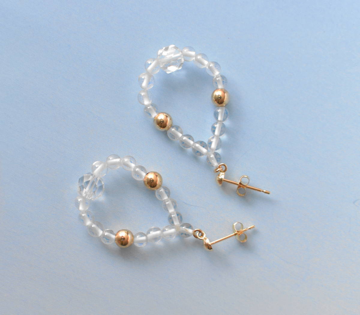 (新品)　　ｋ１８ピアス　水晶と１８金ボウルの輪_画像8