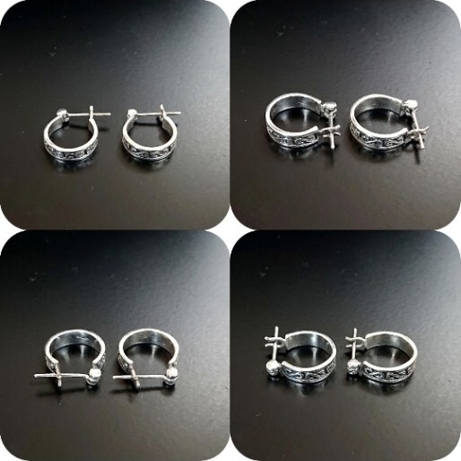 3349A SILVER925★訳あり★メビウス フープピアス シルバー925 アラベスク 遮断機型 トライバル ヴィンテージ ユニセックス 定価2900円_画像4