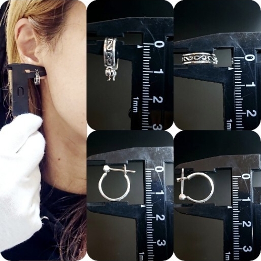 3349A SILVER925★訳あり★メビウス フープピアス シルバー925 アラベスク 遮断機型 トライバル ヴィンテージ ユニセックス 定価2900円_画像5