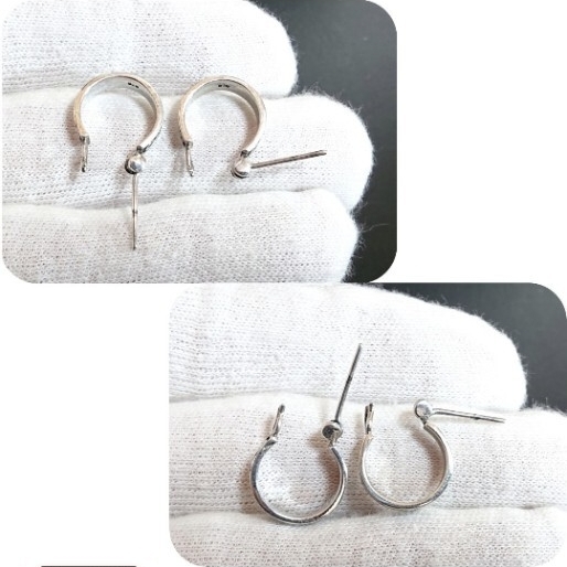 3349A SILVER925★訳あり★メビウス フープピアス シルバー925 アラベスク 遮断機型 トライバル ヴィンテージ ユニセックス 定価2900円_画像8