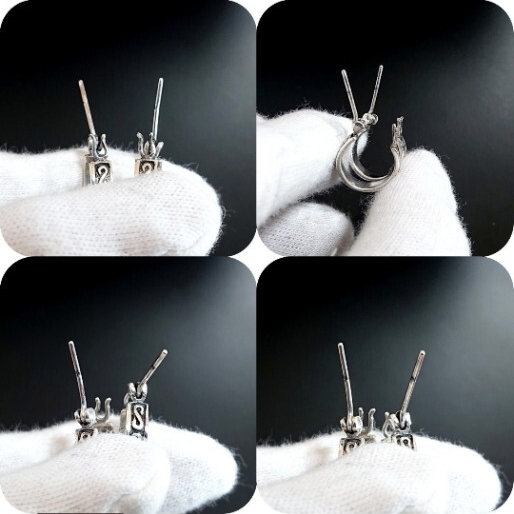 3349A SILVER925★訳あり★メビウス フープピアス シルバー925 アラベスク 遮断機型 トライバル ヴィンテージ ユニセックス 定価2900円_画像9