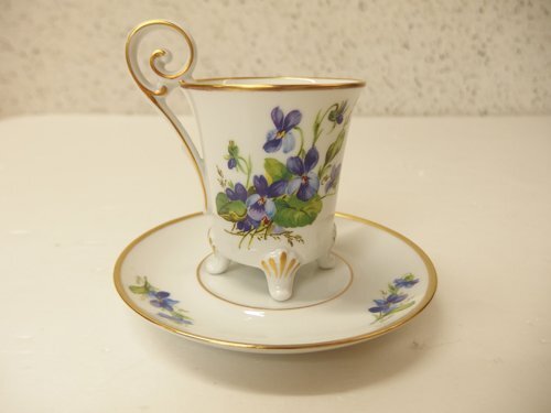 1050429w【ドイツ ALT TIRSCHENREUTH ティルシェンロイト デミタスカップ＆ソーサー】花柄 金彩/コーヒーカップ/中古品_画像2