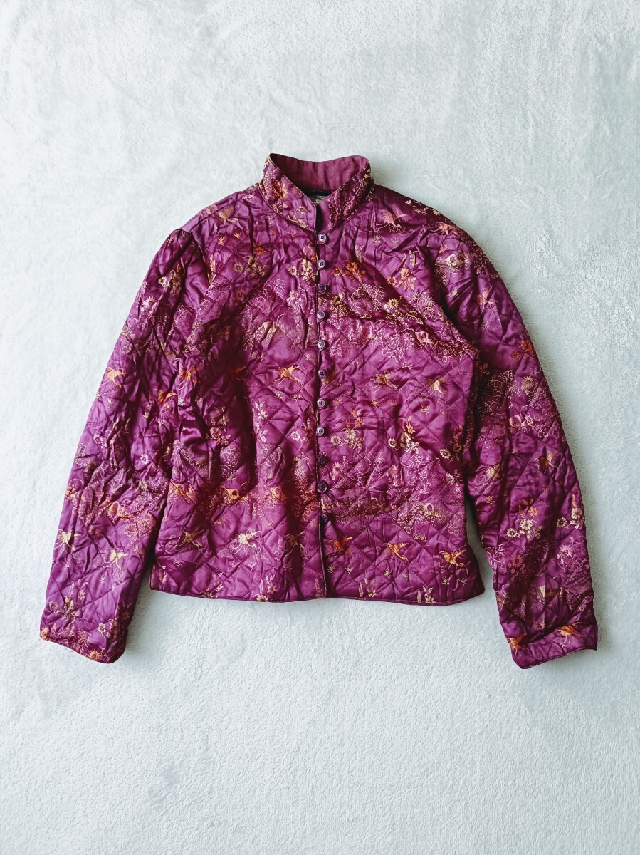 フランス製 ヴィンテージチャイナジャケット キルティング スタンドカラー オリエンタル柄 アウター カンフー アジアン ヨーロッパ古着_画像2