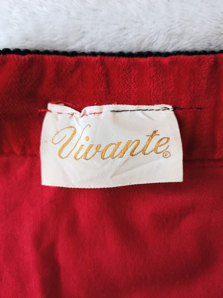 ヴィンテージ ベルベット巻きスカート アンティーク フォークロア マキシ丈 赤 Vivante フォークロア ラップスカート クラシカル 古着_画像8