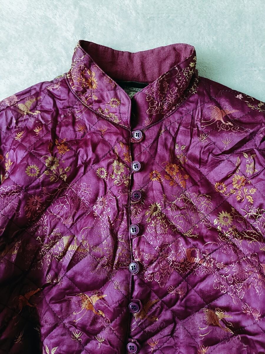 フランス製 ヴィンテージチャイナジャケット キルティング スタンドカラー オリエンタル柄 アウター カンフー アジアン ヨーロッパ古着_画像4