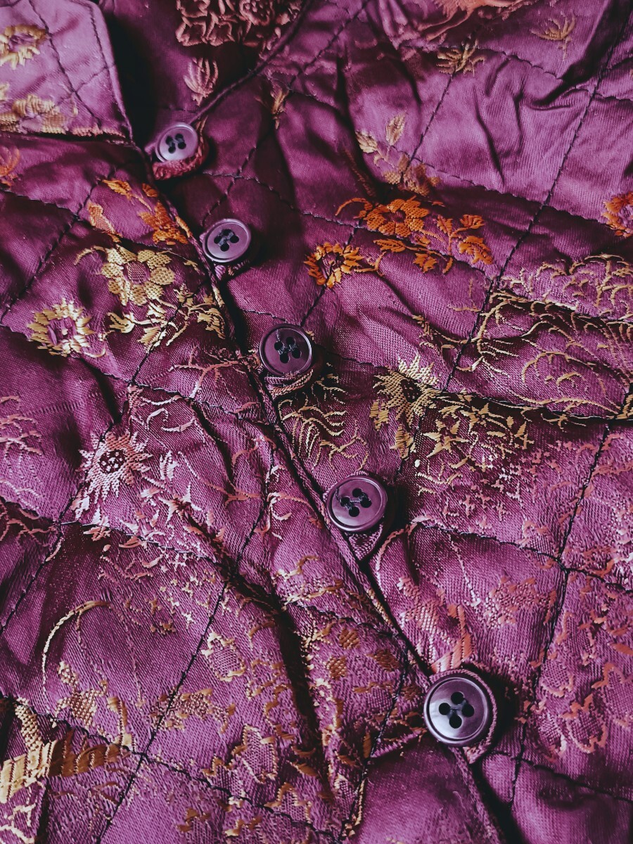 フランス製 ヴィンテージチャイナジャケット キルティング スタンドカラー オリエンタル柄 アウター カンフー アジアン ヨーロッパ古着_画像5