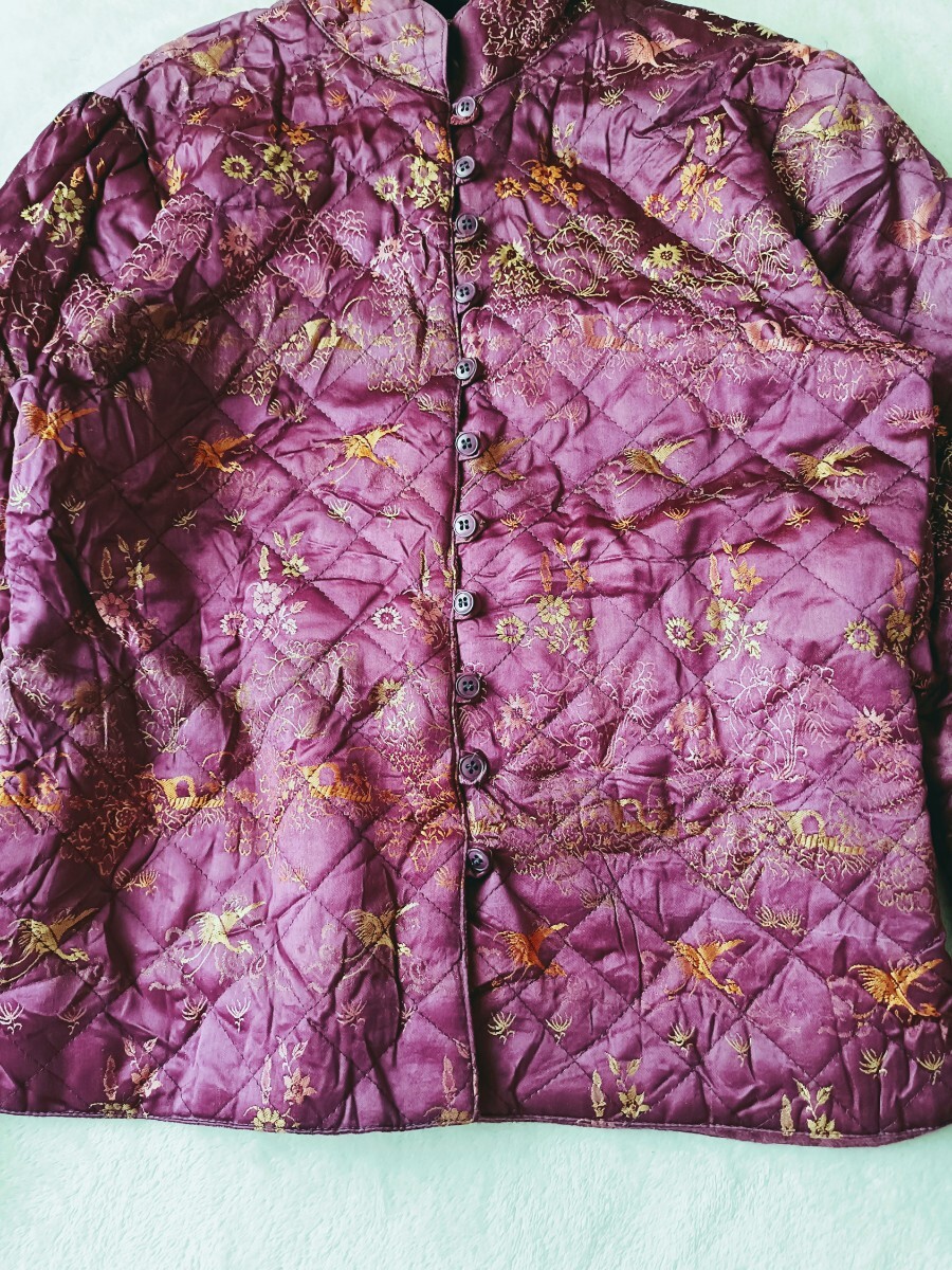 フランス製 ヴィンテージチャイナジャケット キルティング スタンドカラー オリエンタル柄 アウター カンフー アジアン ヨーロッパ古着_画像6