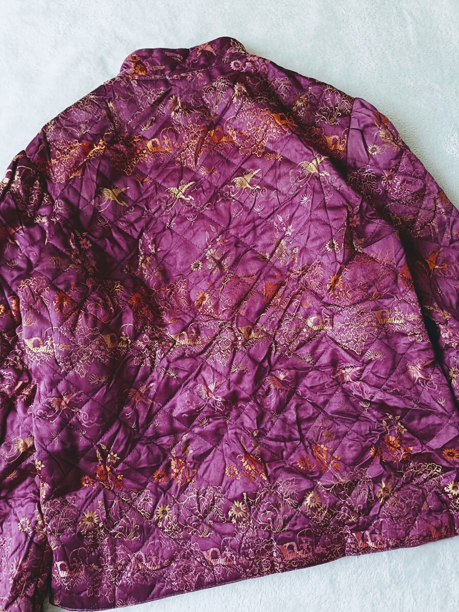 フランス製 ヴィンテージチャイナジャケット キルティング スタンドカラー オリエンタル柄 アウター カンフー アジアン ヨーロッパ古着_画像7
