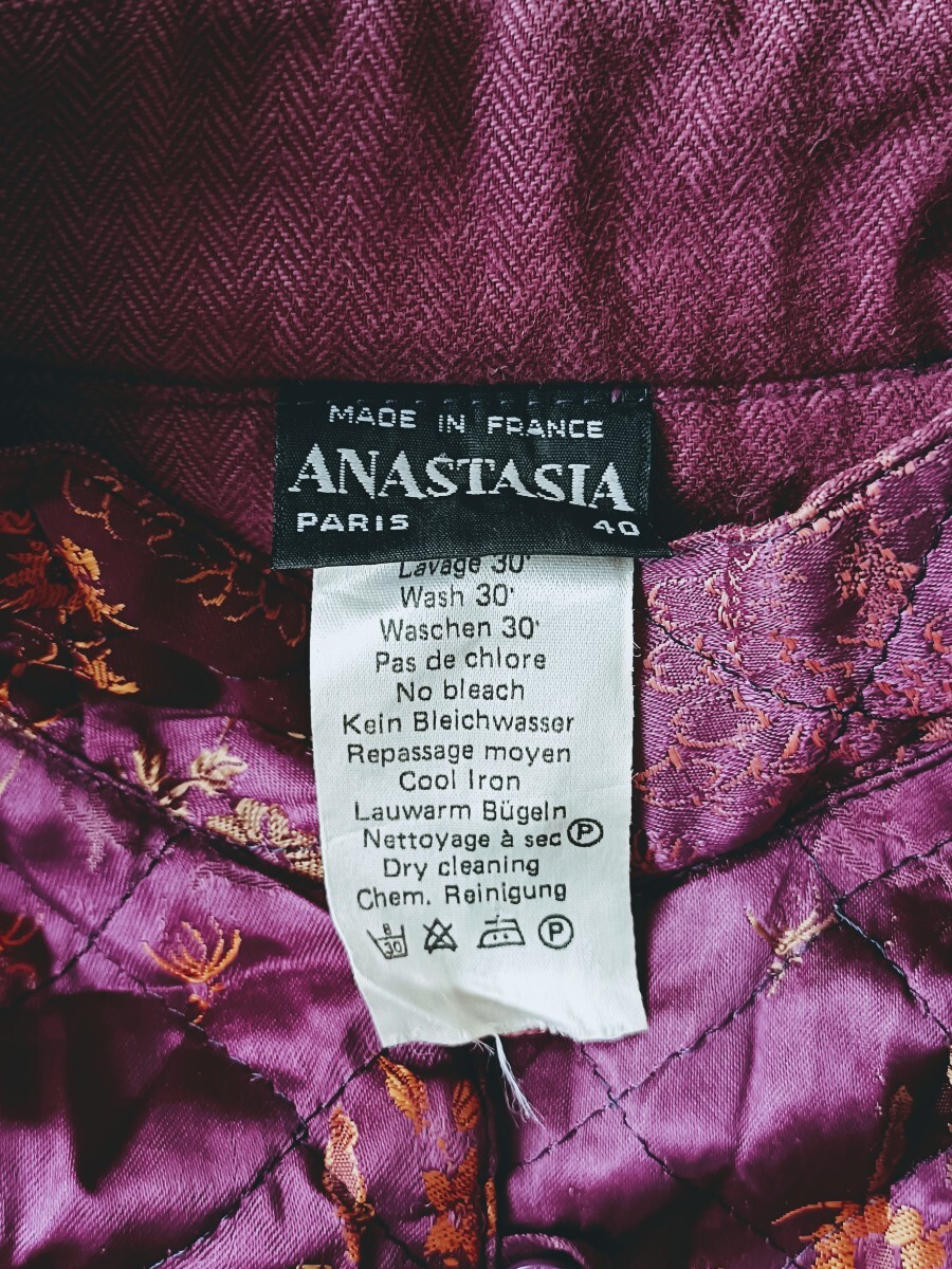 フランス製 ヴィンテージチャイナジャケット キルティング スタンドカラー オリエンタル柄 アウター カンフー アジアン ヨーロッパ古着_画像10