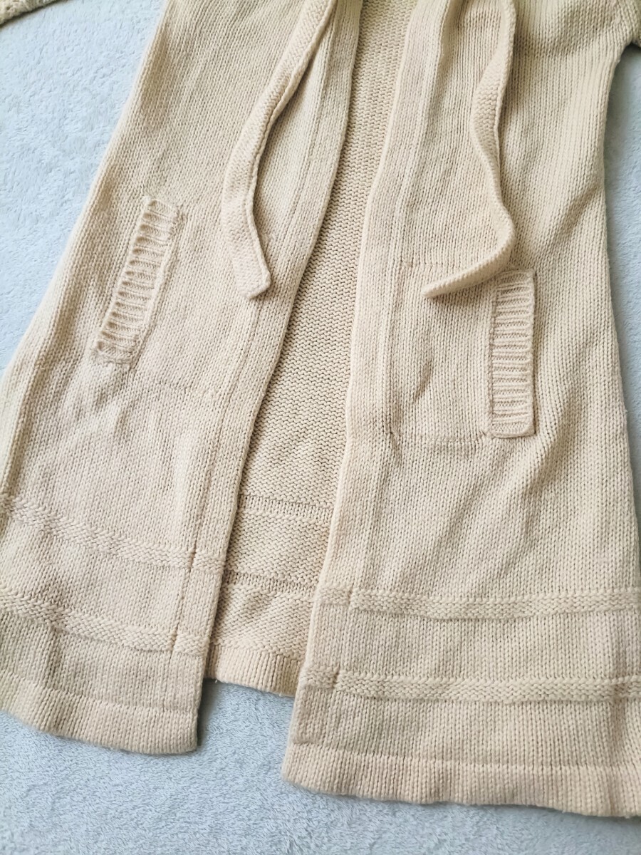 ヴィンテージ ニットコート ロングカーディガン 生成り アイボリー ナチュラル クロシェ編み MERVYN'S アメリカ古着 羽織 レディース M_画像5
