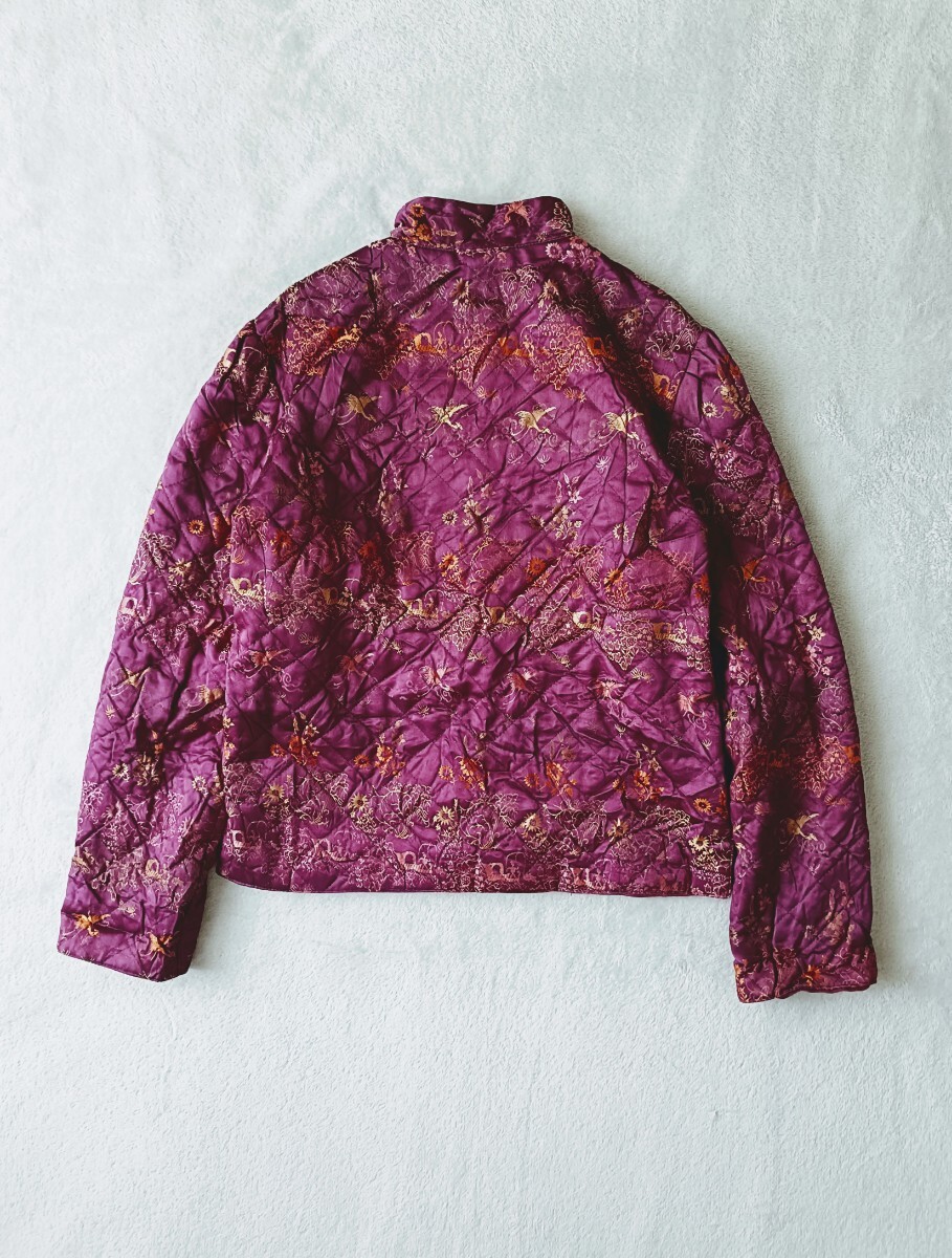フランス製 ヴィンテージチャイナジャケット キルティング スタンドカラー オリエンタル柄 アウター カンフー アジアン ヨーロッパ古着_画像3